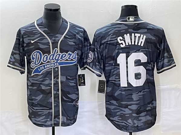 Men%27s Los Angeles Dodgers #16 Will Smith Gray Camo Cool Base With Patch Stitched Baseball Jerseys->los angeles dodgers->MLB Jersey